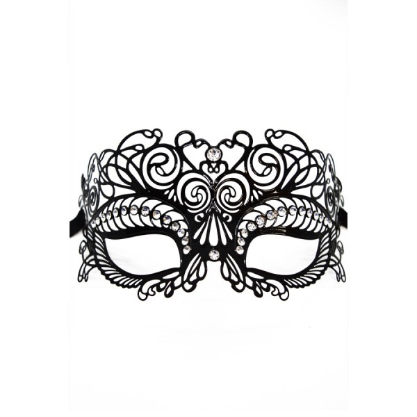 Masque vénitien Giulia rigide noir avec strass  